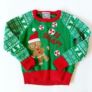 Oh Snap Gingerbread Man Green Sweater Christmas Holiday 12 months Well‎ Worn